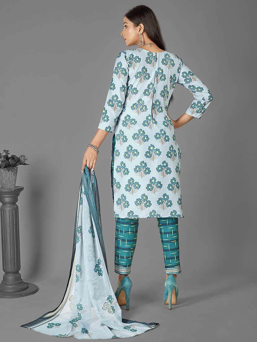 women sea green unstitched suit - 21448078 -  Standard Image - 3