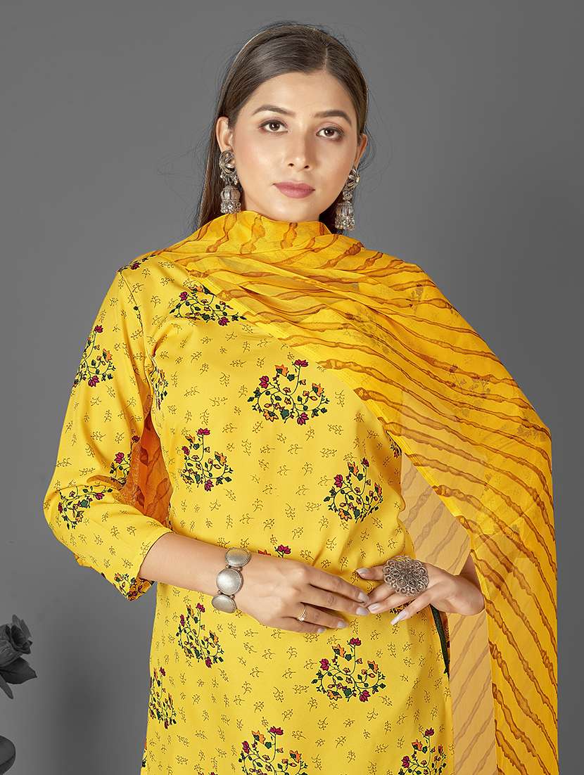 women yellow unstitched suit - 21449619 -  Standard Image - 3