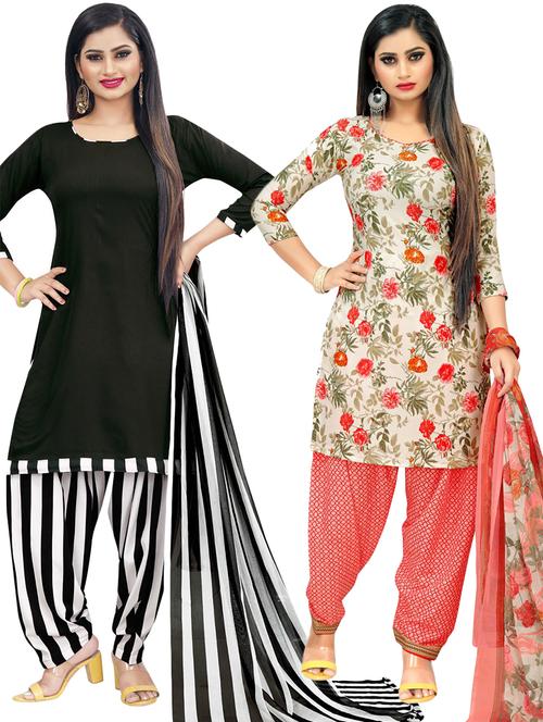 multi colored crepe unstitched suit - 21449797 - Standard Image - 0