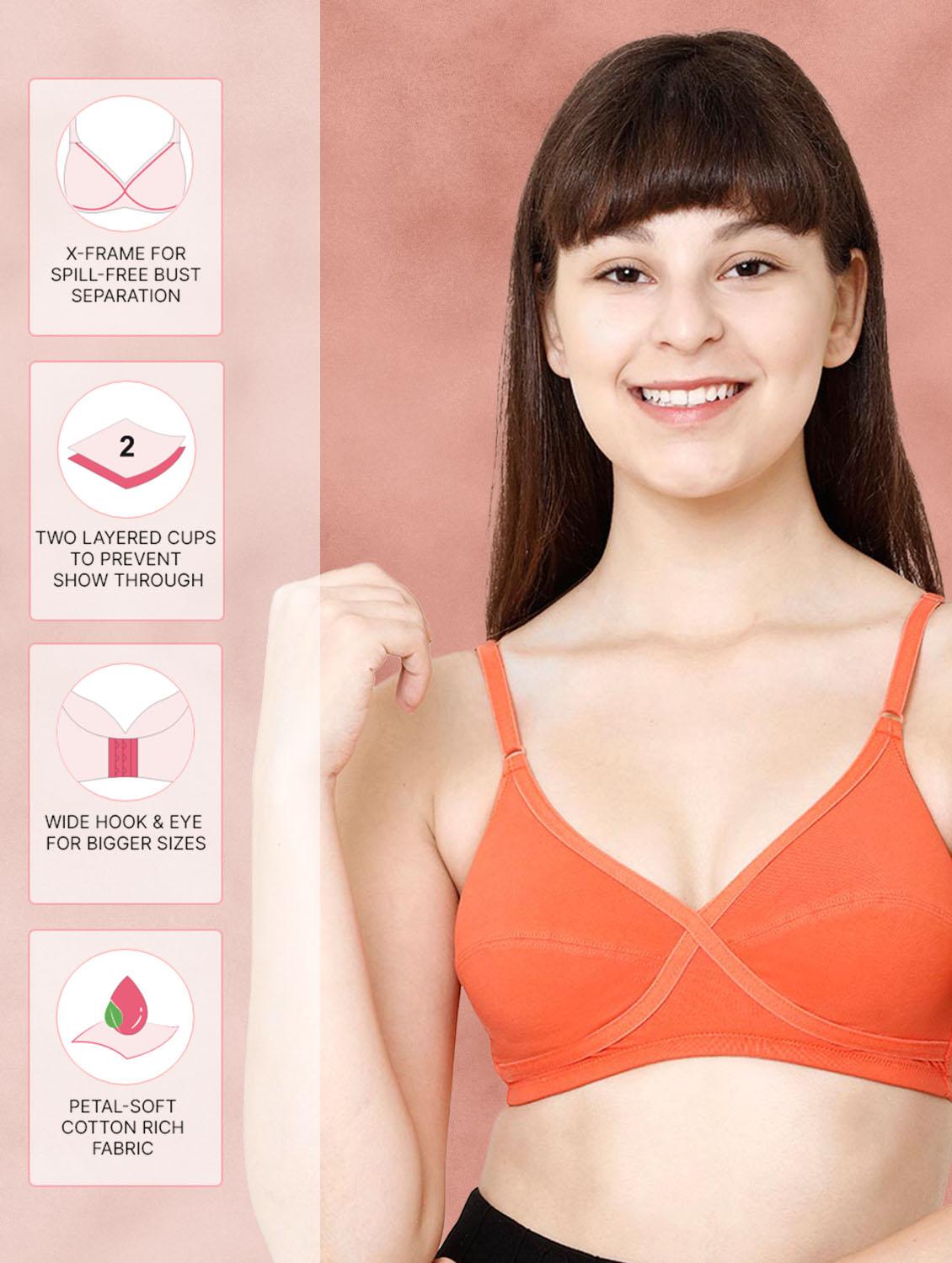 orange cotton regular bra - 21450183 - Standard Image - 3