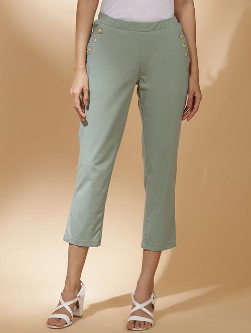 women green cotton culottes - 21450337 -  Standard Image - 0