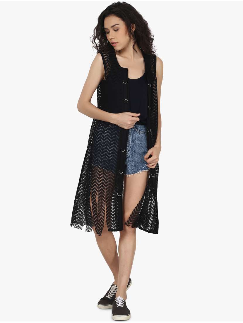 women black cotton blend regular shrug - 21450386 - Zoom Image - 0