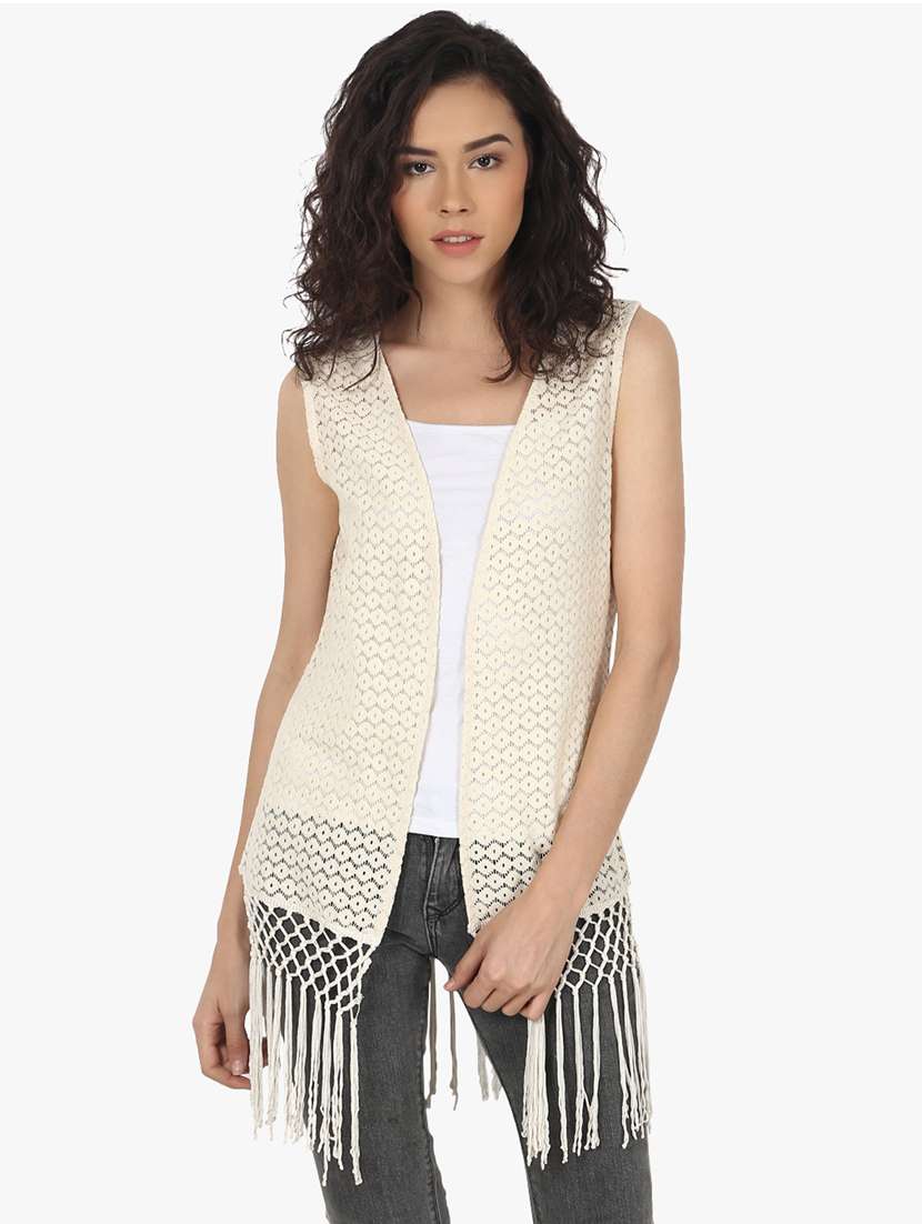 women off white cotton blend regular shrug - 21450387 - Zoom Image - 0