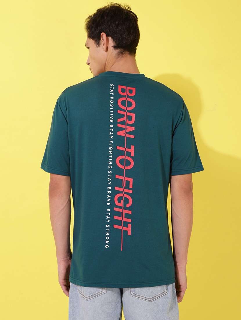 men round neck back print t-shirt