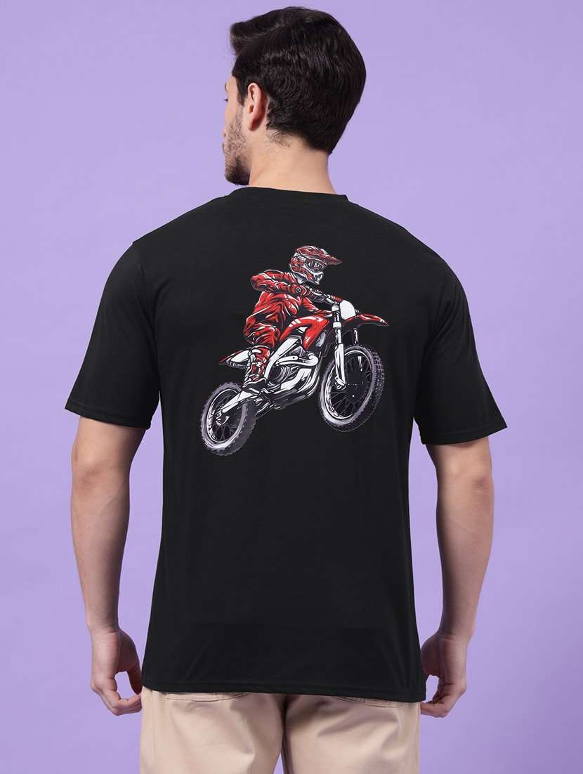 men round neck back print t-shirt