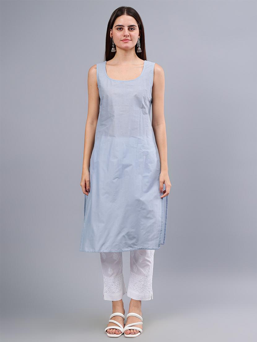 women round neck chikankari straight kurta - 21450796 - Standard Image - 3