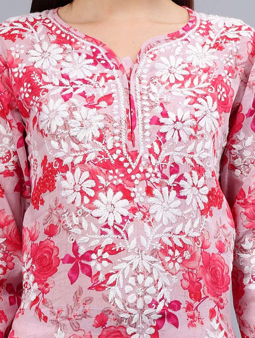 women three quarter sleeve chikankari kurta  - 21450806 -  Standard Image - 5