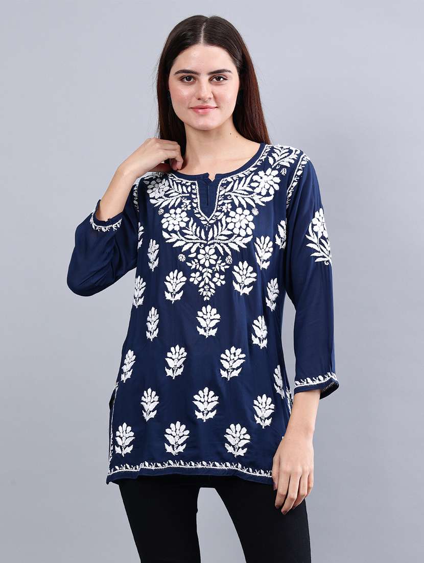 women chikankari straight kurti - 21450817 - Zoom Image - 0