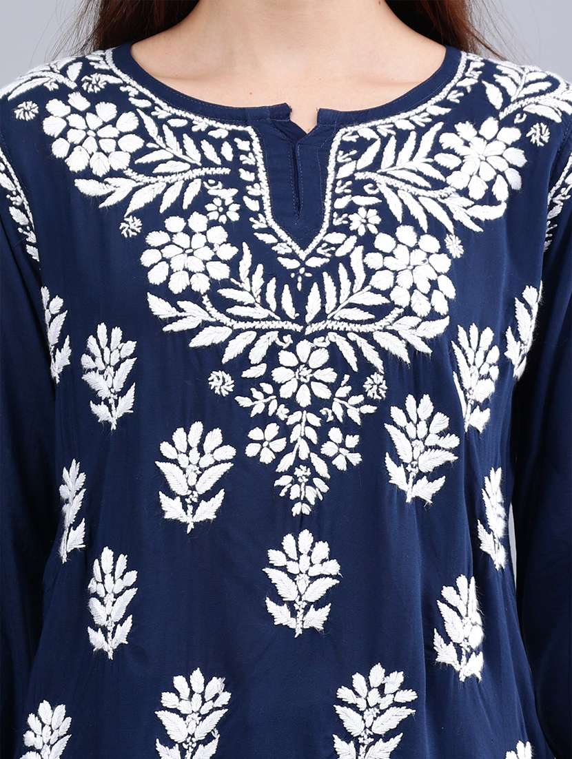 women chikankari straight kurti - 21450817 - Standard Image - 5