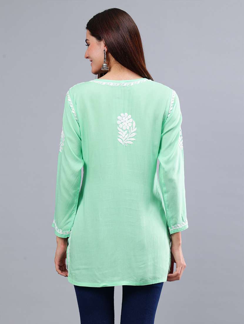 women chikankari straight kurti - 21450818 - Standard Image - 3