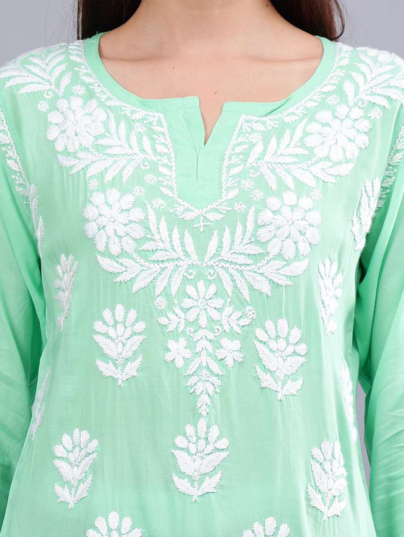 women chikankari straight kurti - 21450818 - Standard Image - 5
