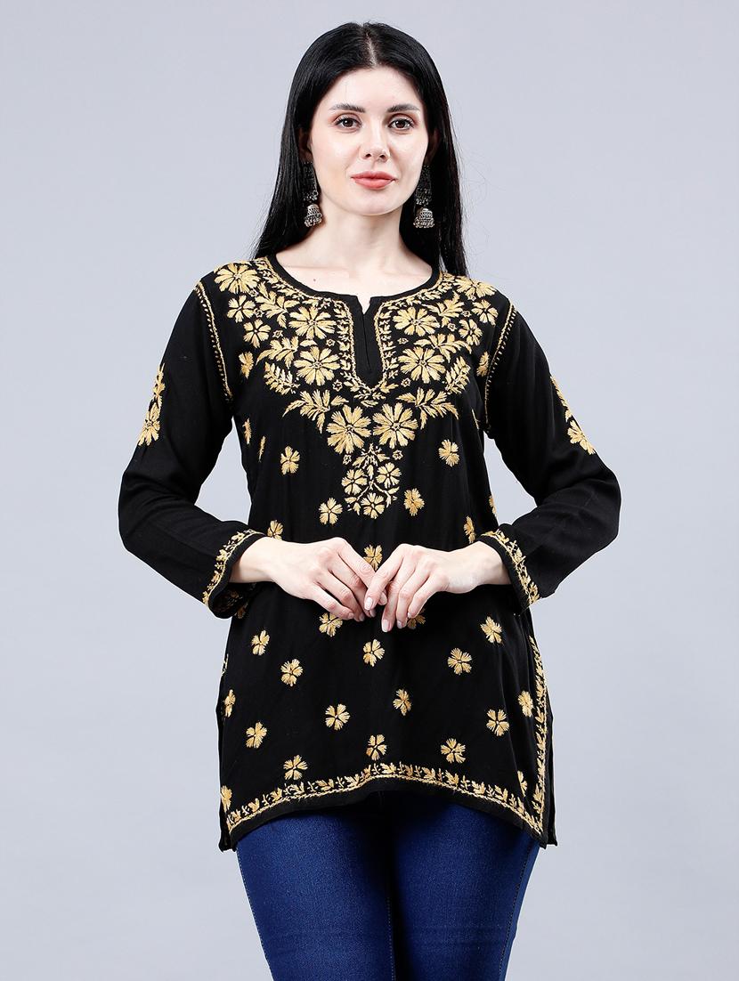 women chikankari straight kurti - 21450819 -  Zoom Image - 0
