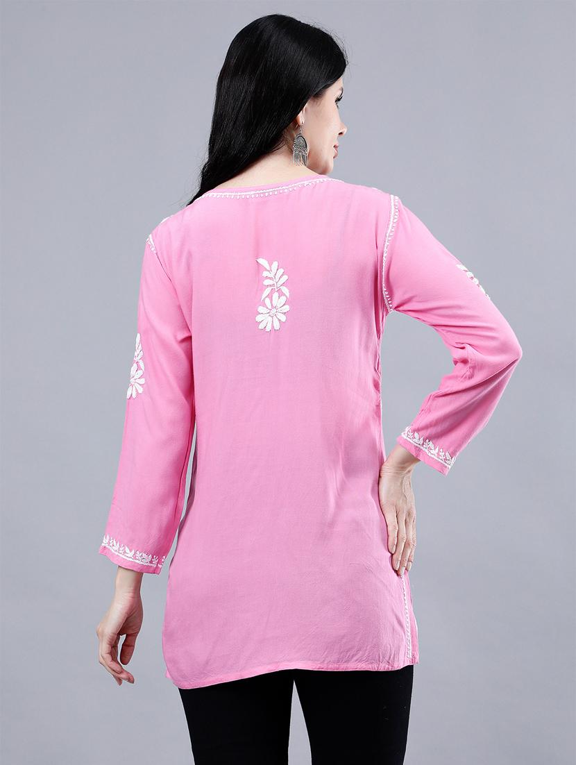 women chikankari straight kurti - 21450821 - Standard Image - 3