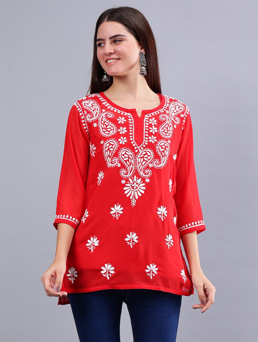 women chikankari straight kurti - 21450831 - Zoom Image - 0