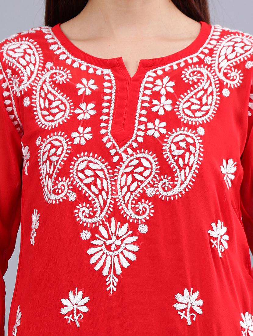 women chikankari straight kurti - 21450831 - Standard Image - 5