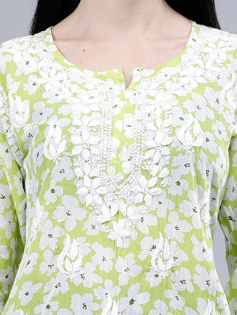 women chikankari straight kurti - 21450834 - Standard Image - 5