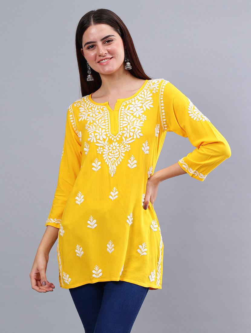 women chikankari straight kurti - 21450841 - Zoom Image - 0
