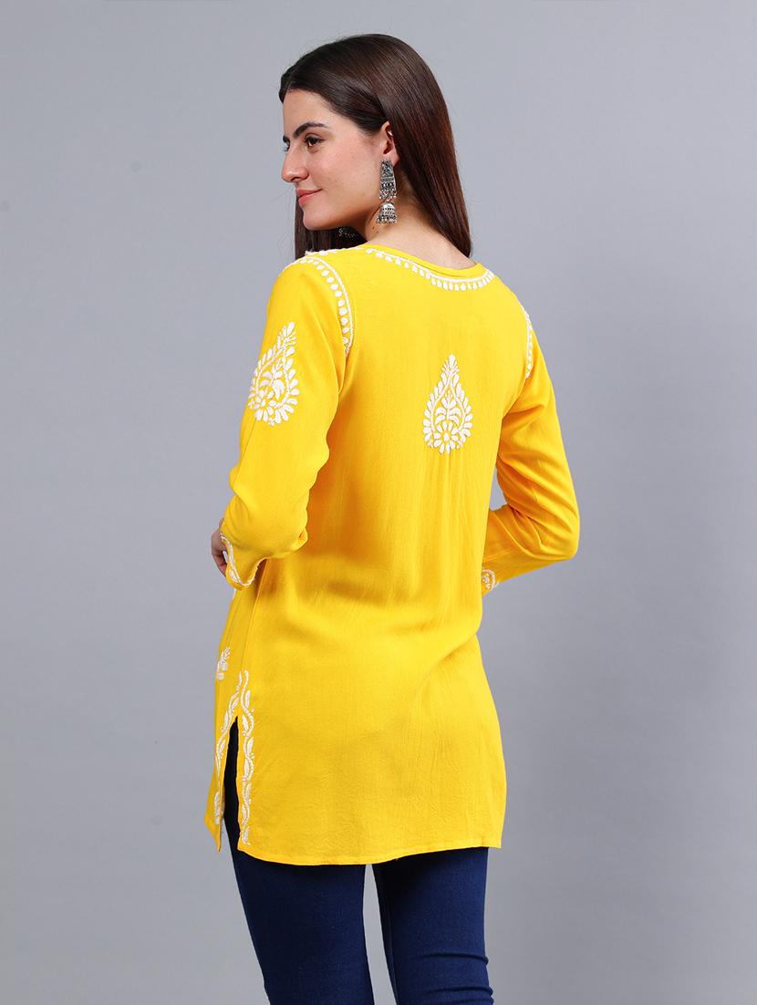 women chikankari straight kurti - 21450841 - Standard Image - 3