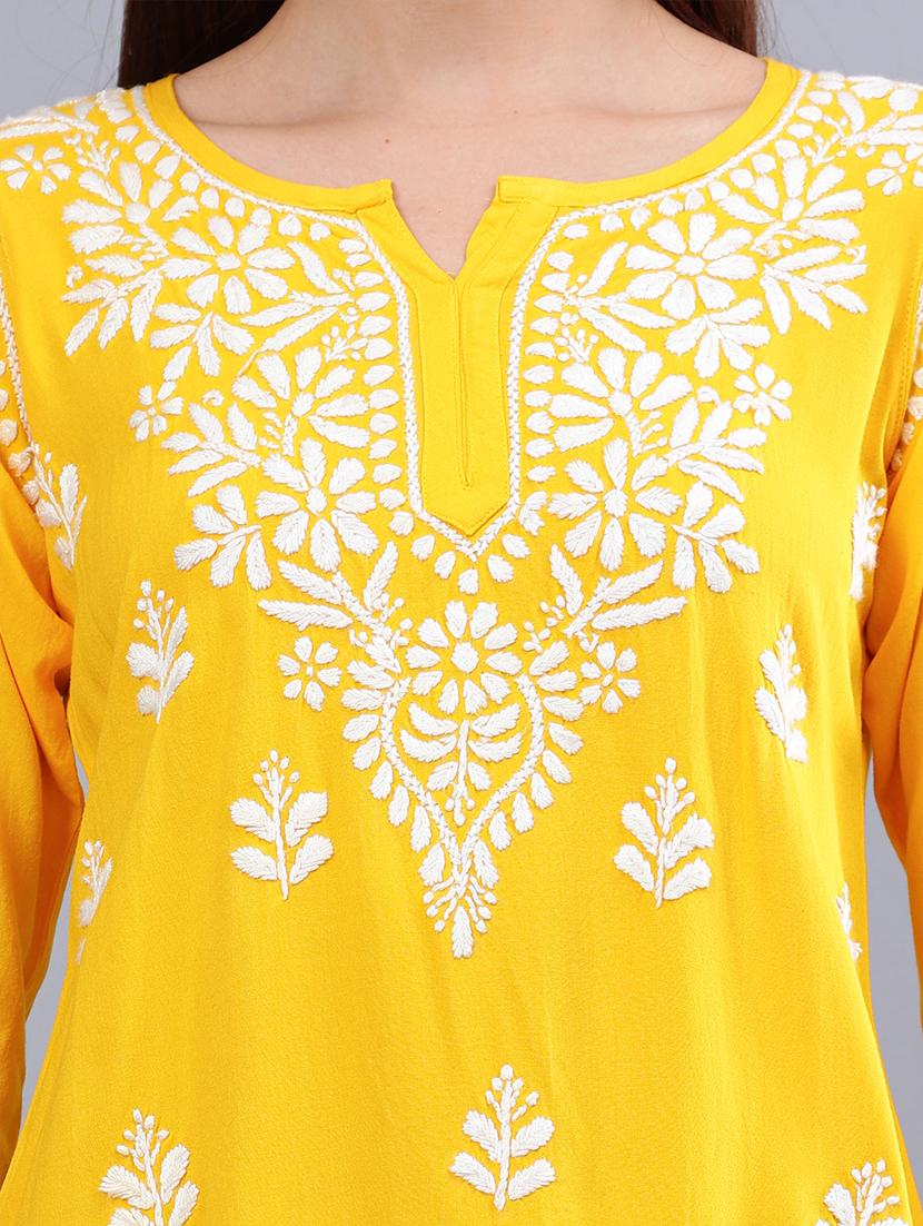 women chikankari straight kurti - 21450841 - Standard Image - 5