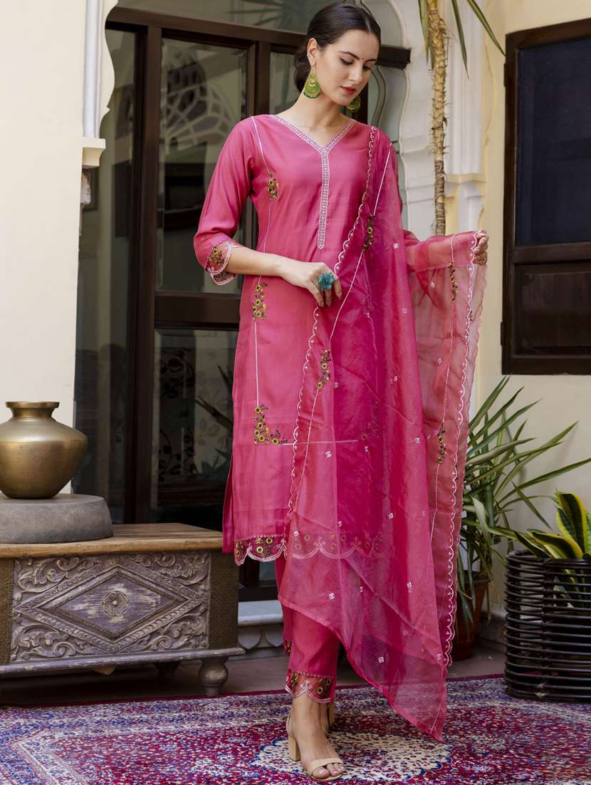 women pink kurta dupatta set - 21450856 - Standard Image - 3
