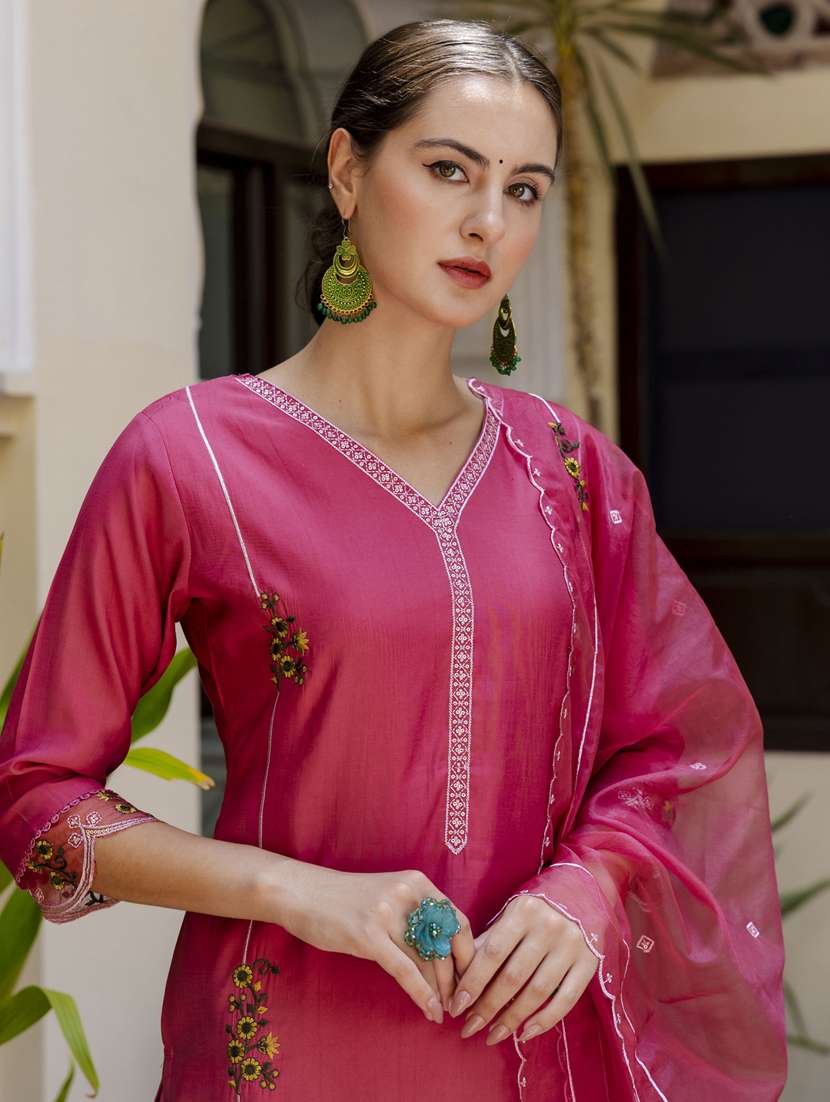 women pink kurta dupatta set - 21450856 - Standard Image - 5