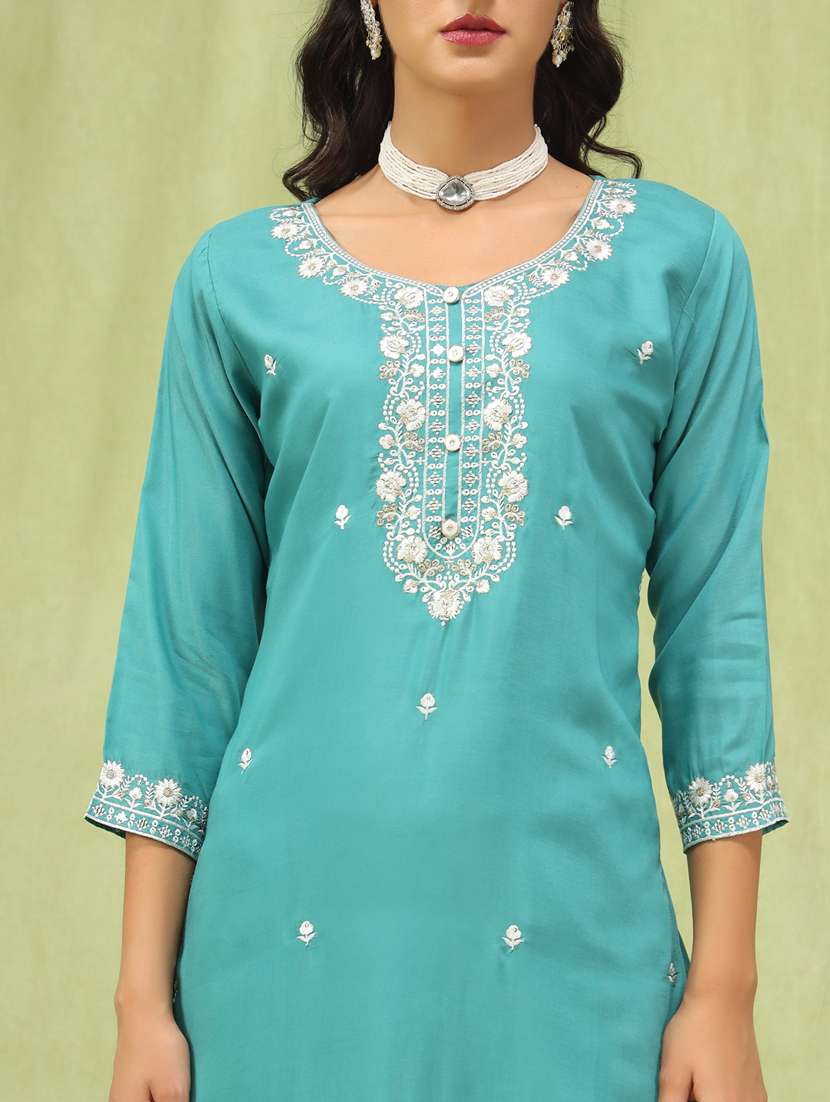 women blue kurta dupatta set - 21450882 - Standard Image - 5
