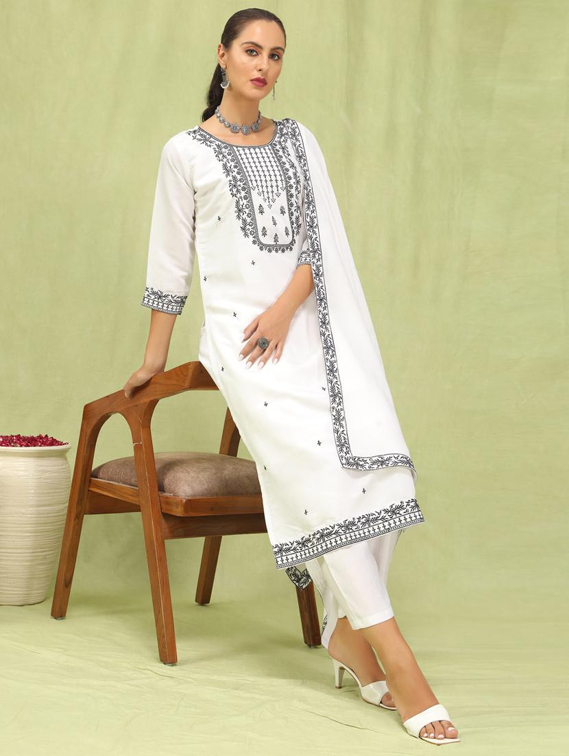 women white kurta dupatta set - 21450886 - Zoom Image - 0