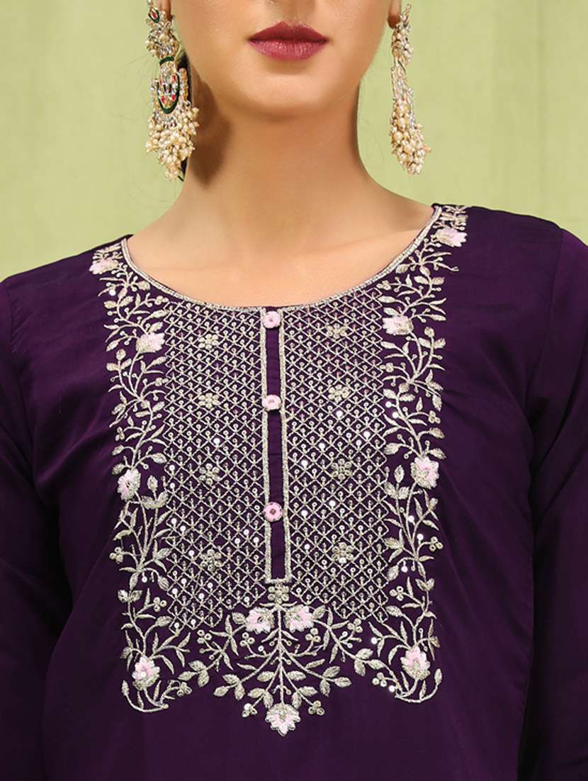 women purple kurta dupatta set - 21450888 -  Standard Image - 5