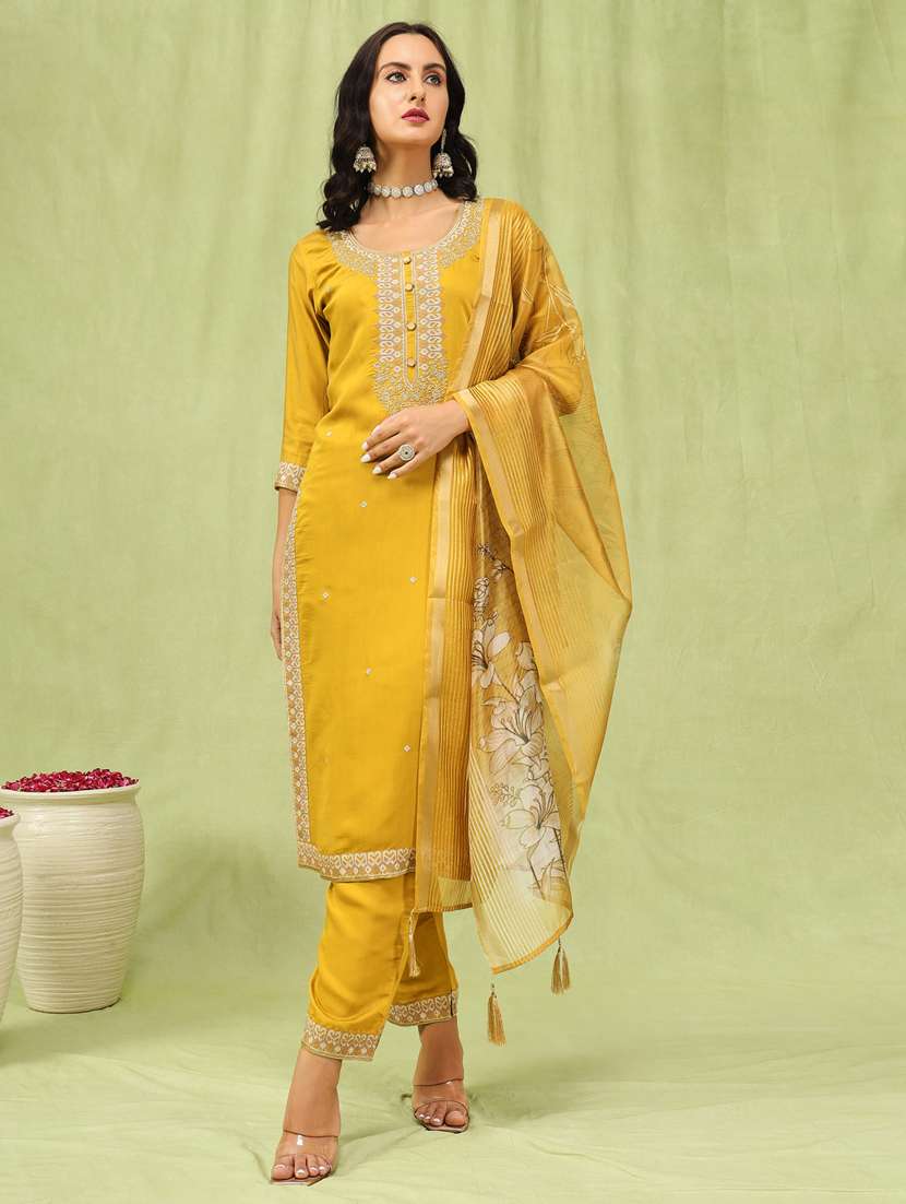 women mustard kurta dupatta set - 21450891 - Zoom Image - 0