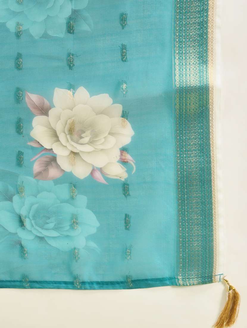 women teal green kurta dupatta set - 21450898 - Standard Image - 5