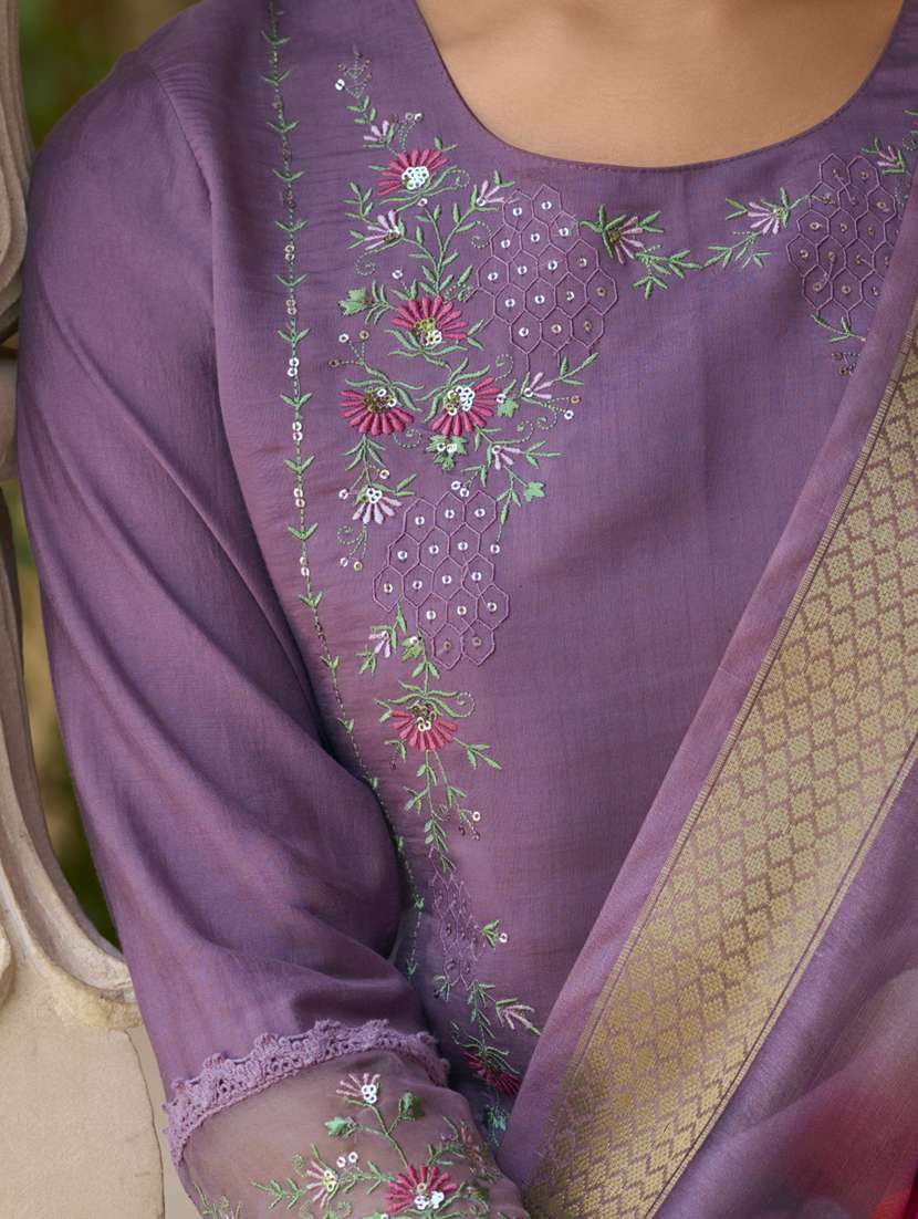 women purple kurta dupatta set - 21450899 -  Standard Image - 5