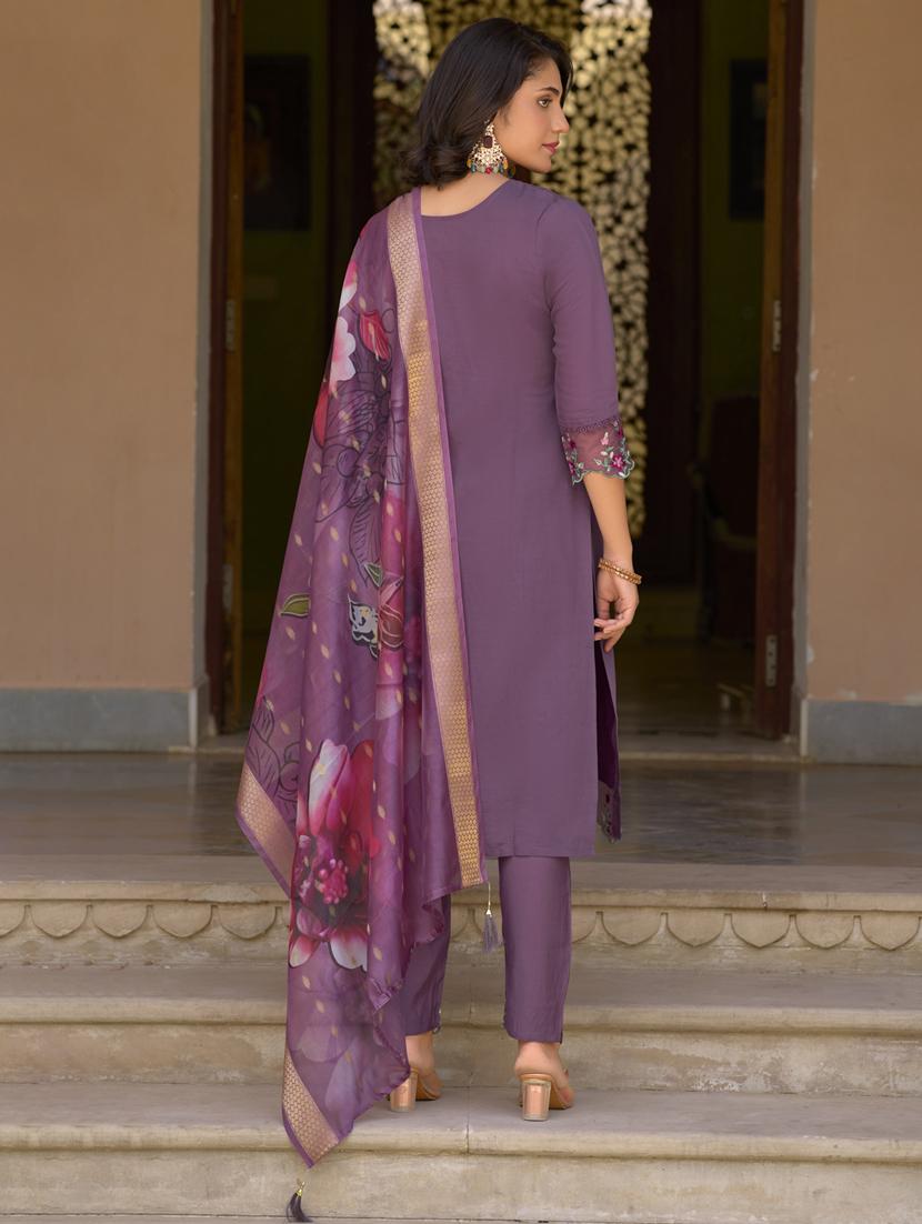 women purple kurta dupatta set - 21450905 - Standard Image - 3