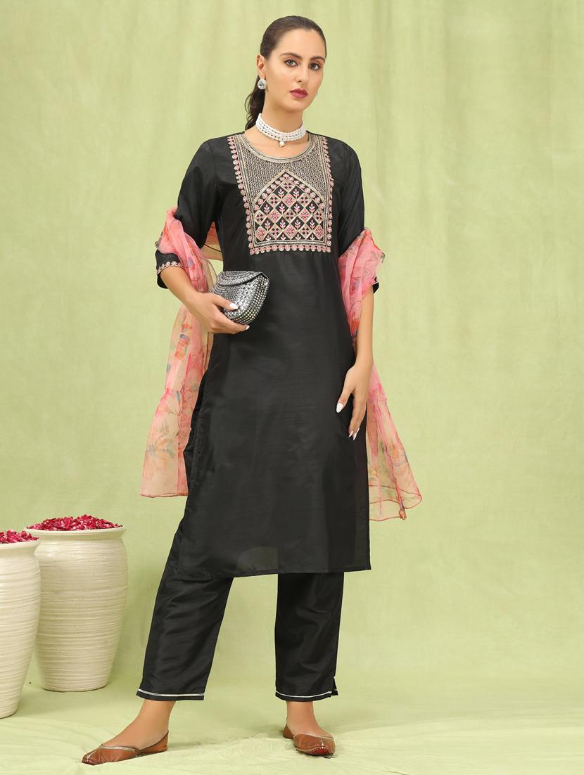 women black kurta dupatta set - 21450913 - Zoom Image - 0