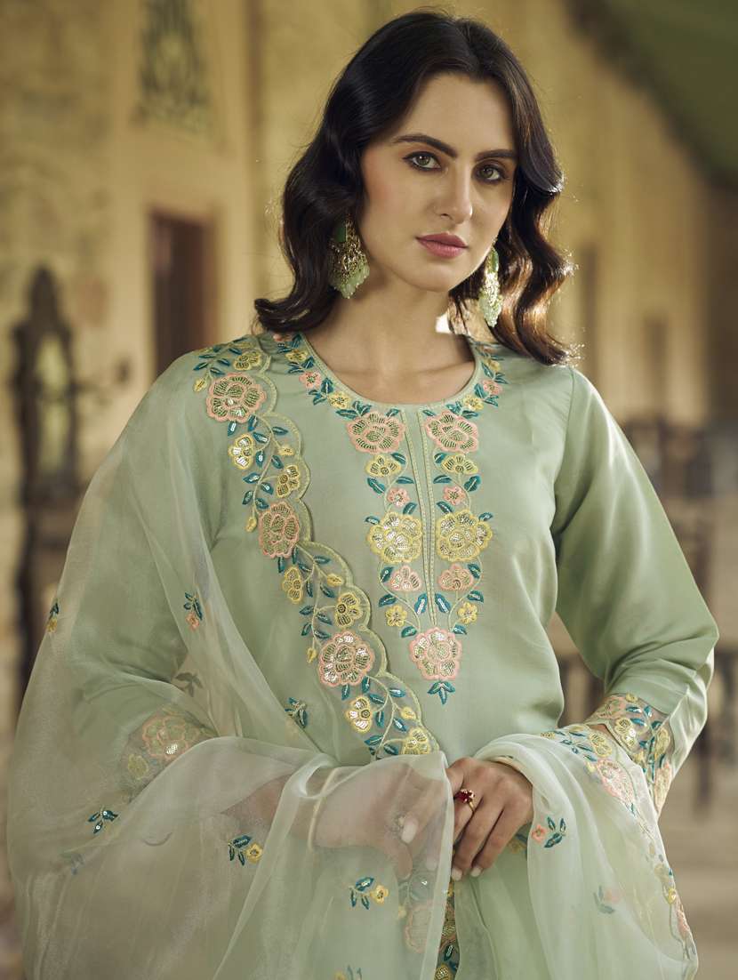 women green kurta dupatta set - 21450941 -  Standard Image - 3