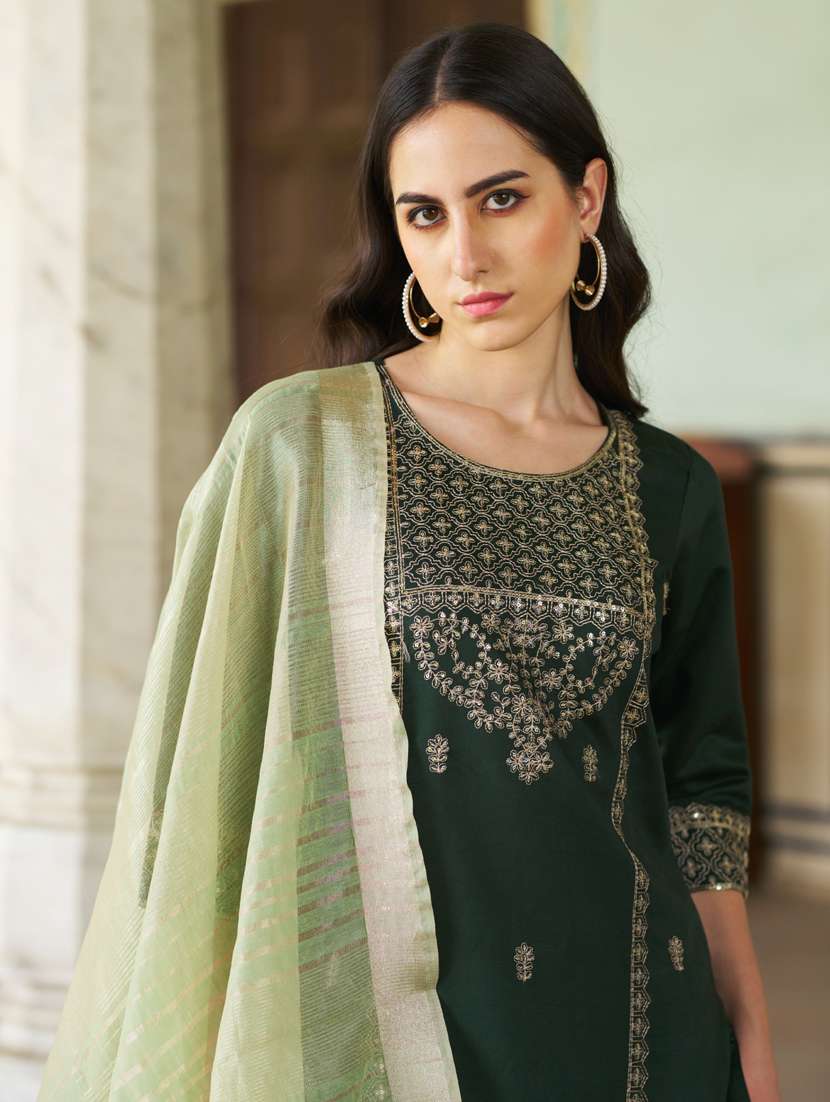 women green kurta dupatta set - 21450952 - Standard Image - 3