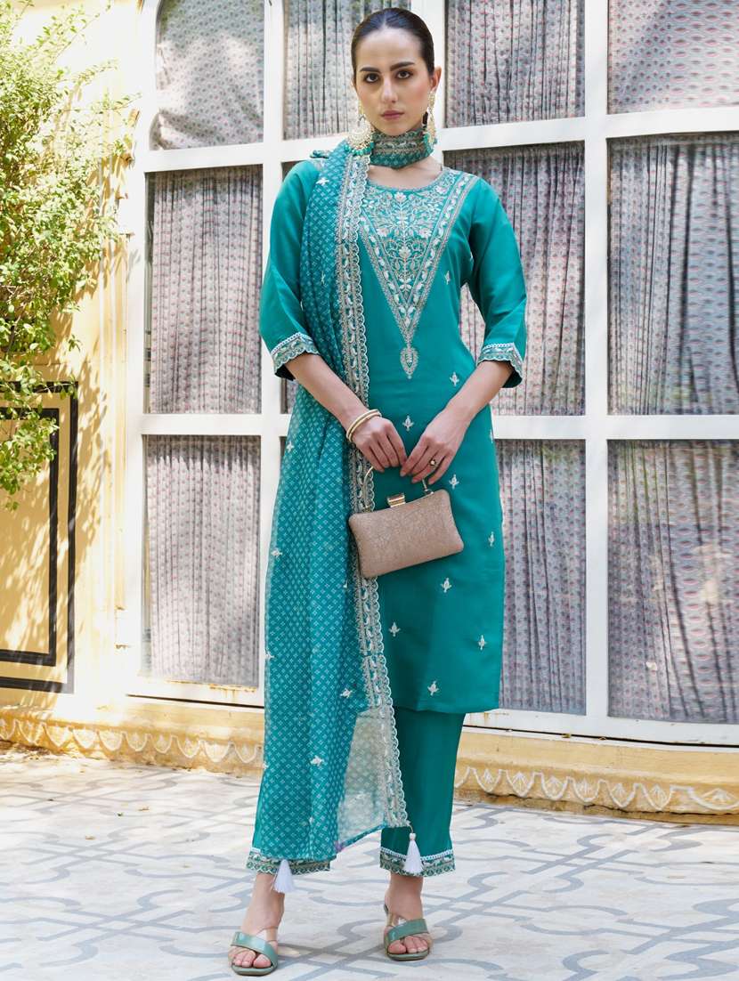 women blue kurta dupatta set - 21450972 - Zoom Image - 0