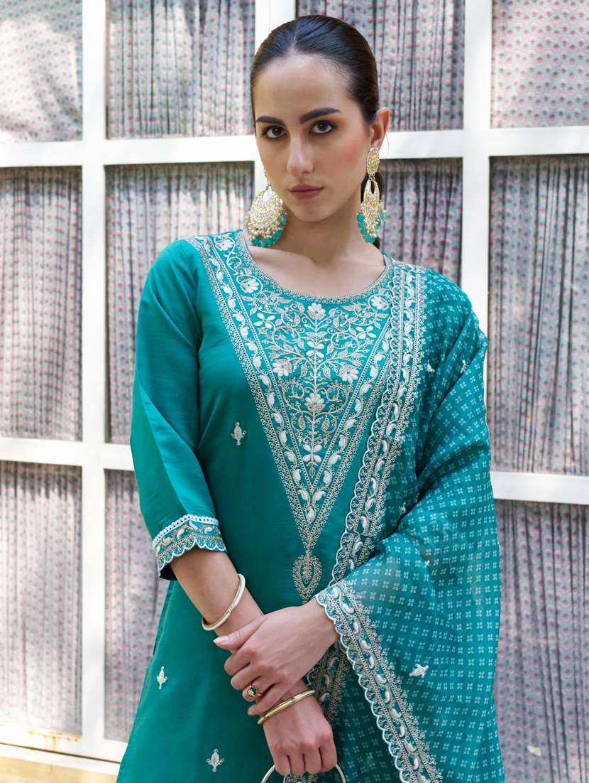 women blue kurta dupatta set - 21450972 - Standard Image - 5