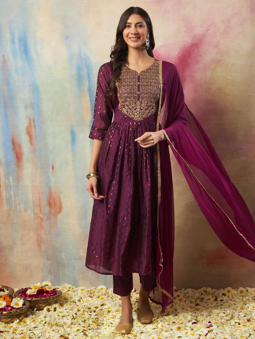 women purple kurta dupatta set - 21451014 -  Zoom Image - 0