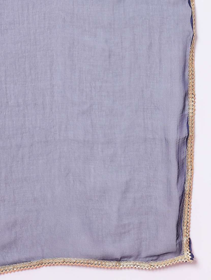 women navy blue kurta dupatta set - 21451070 -  Standard Image - 5