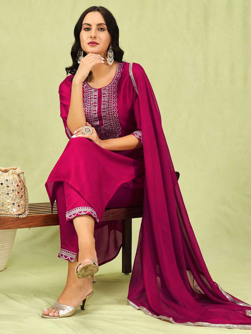 women pink kurta dupatta set - 21451077 -  Standard Image - 3