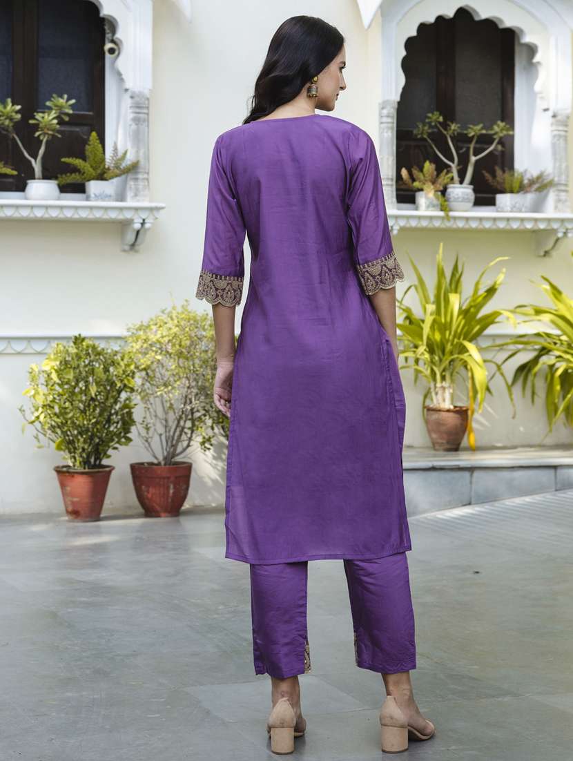 women purple kurta dupatta set - 21451082 -  Standard Image - 3