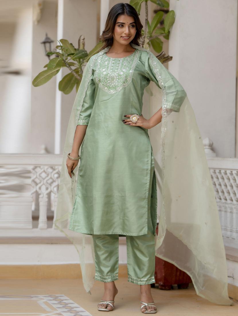 women neo mint kurta dupatta set - 21451089 - Zoom Image - 0