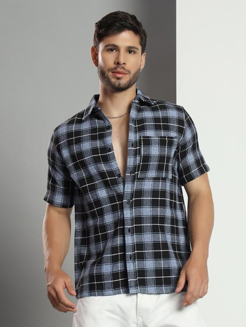 men checkered short sleeved casual shirt - 21451148 -  Standard Image - 0