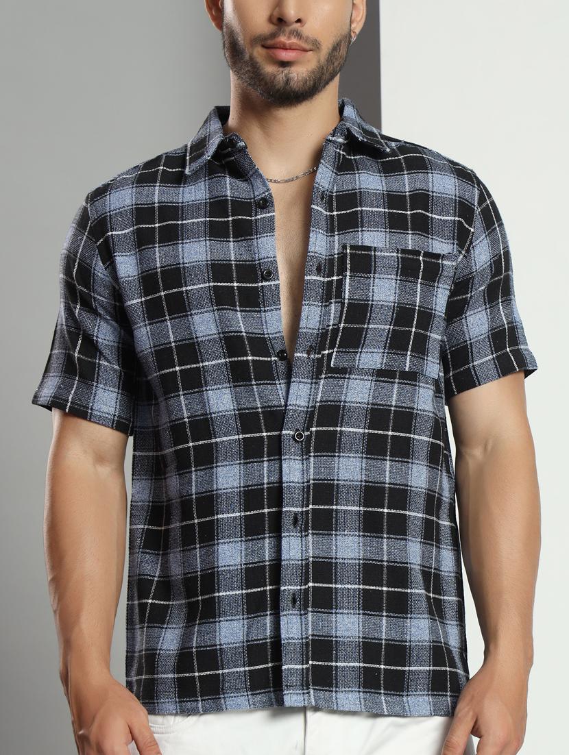 men checkered short sleeved casual shirt - 21451148 - Standard Image - 5