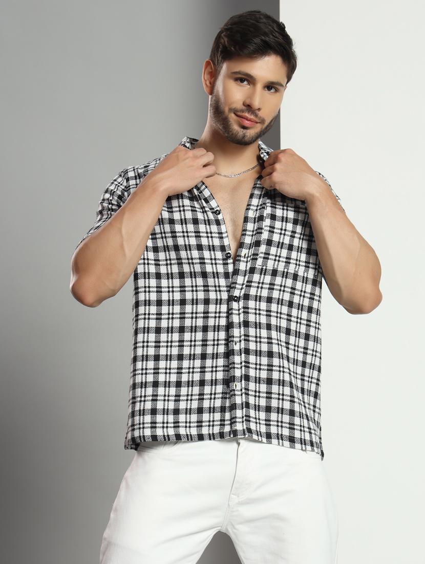 men checkered short sleeved casual shirt - 21451149 - Zoom Image - 0