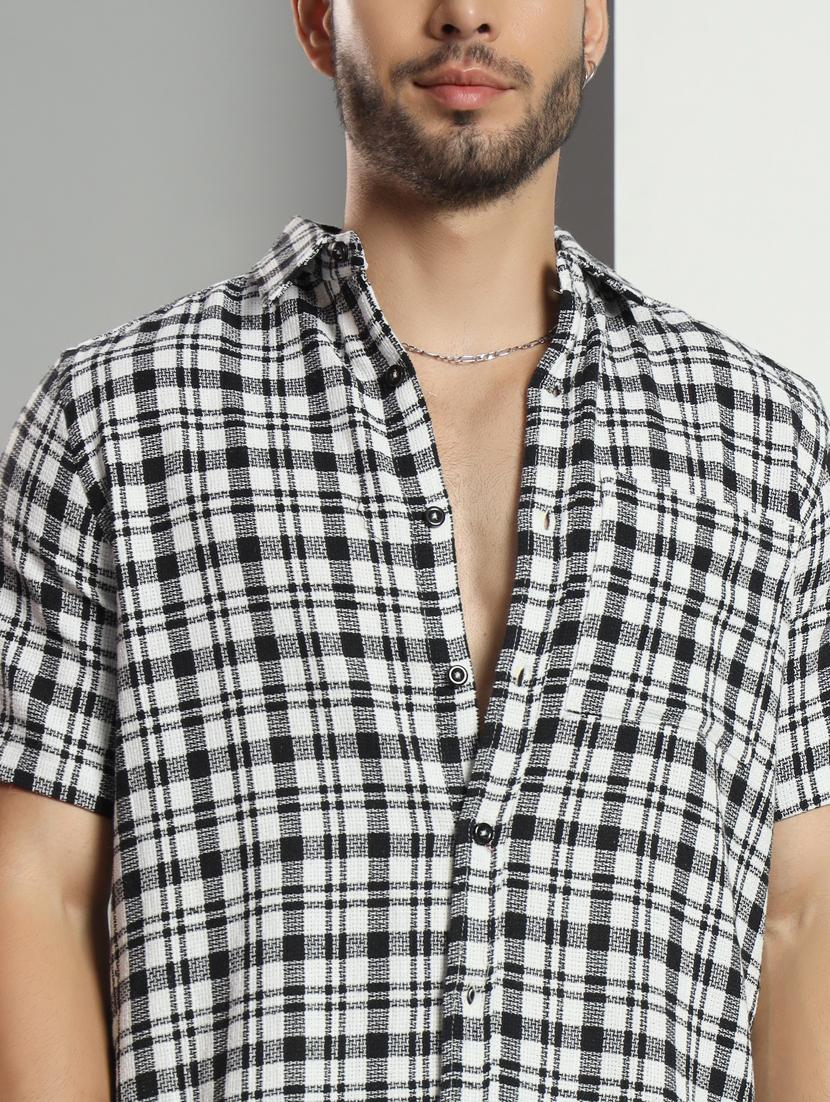 men checkered short sleeved casual shirt - 21451149 - Standard Image - 5