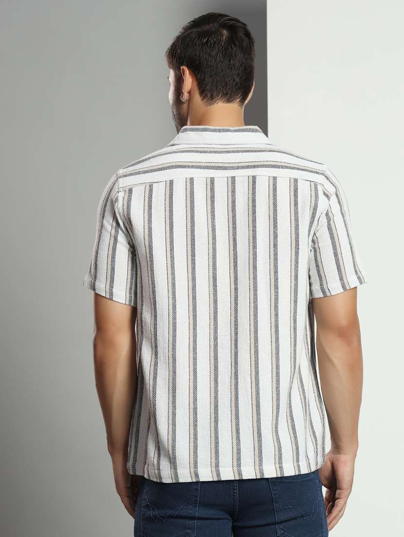 men striped short sleeved casual shirt - 21451151 - Standard Image - 3