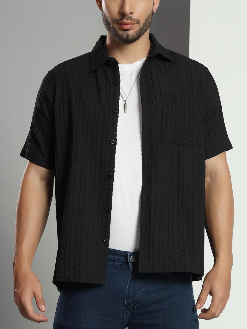 men self design short sleeved casual shirt - 21451154 - Standard Image - 5