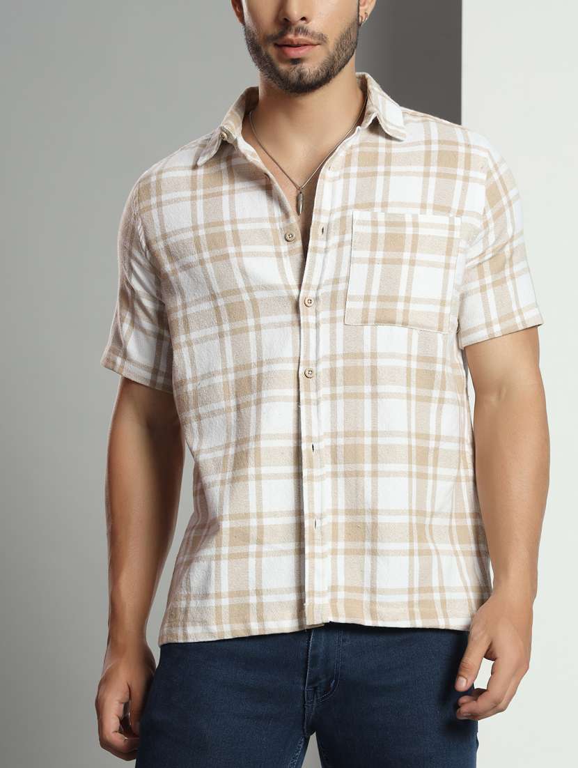men checkered short sleeved casual shirt - 21451155 - Standard Image - 5