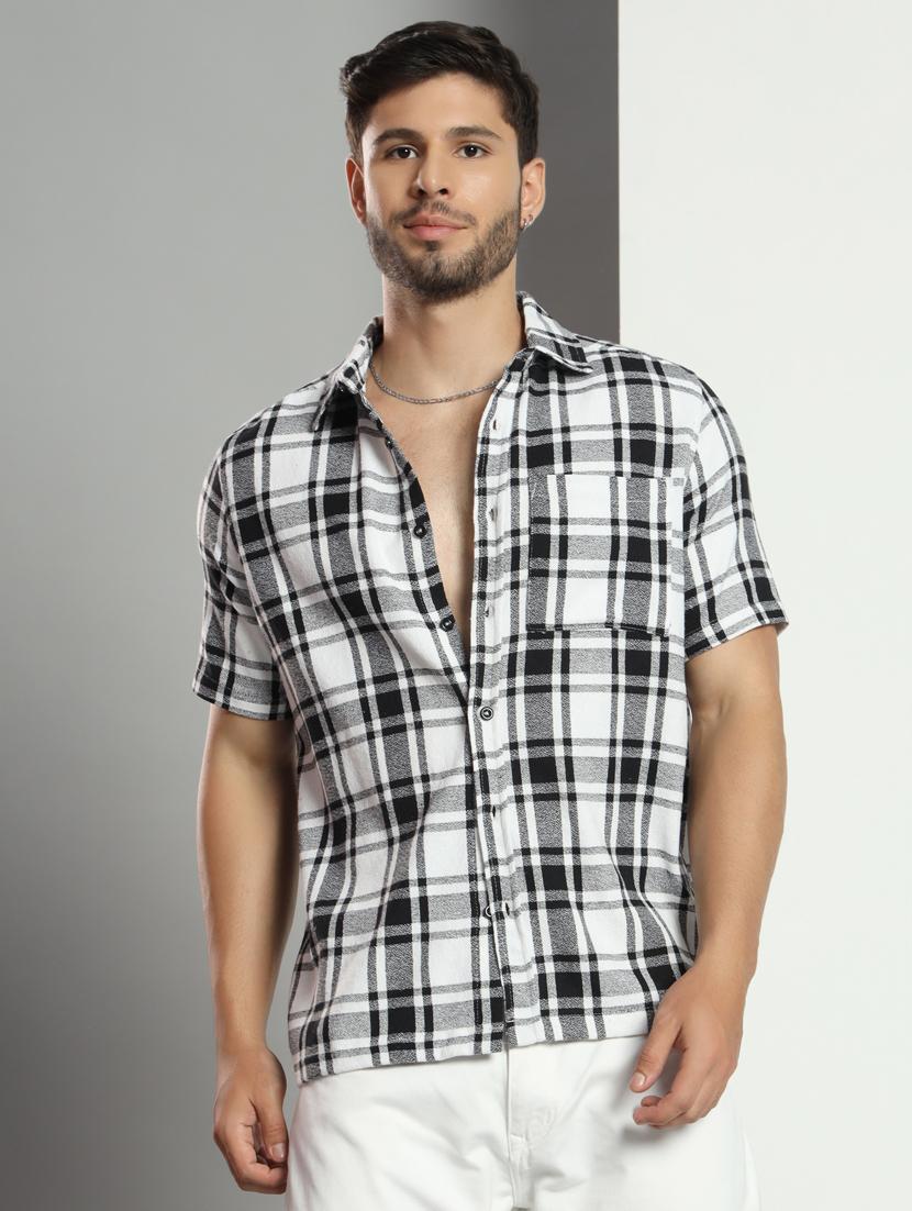 men checkered short sleeved casual shirt - 21451157 - Zoom Image - 0